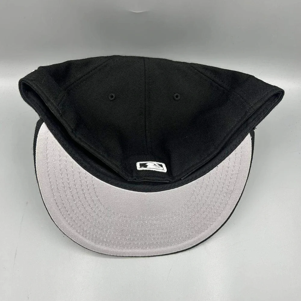 New York Mets Hat Men 7 1/2 Black Embroidered 59Fifty New Era Fitted Cap Wool
